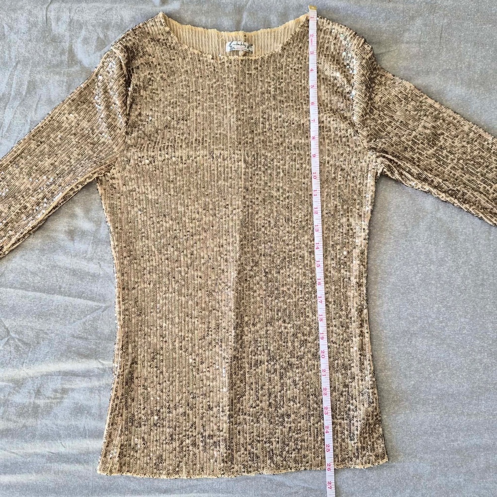 Free People Intimately All Over Sequin Gold Rush Whimsy Stargirl Romantic Top S - Picture 12 of 12